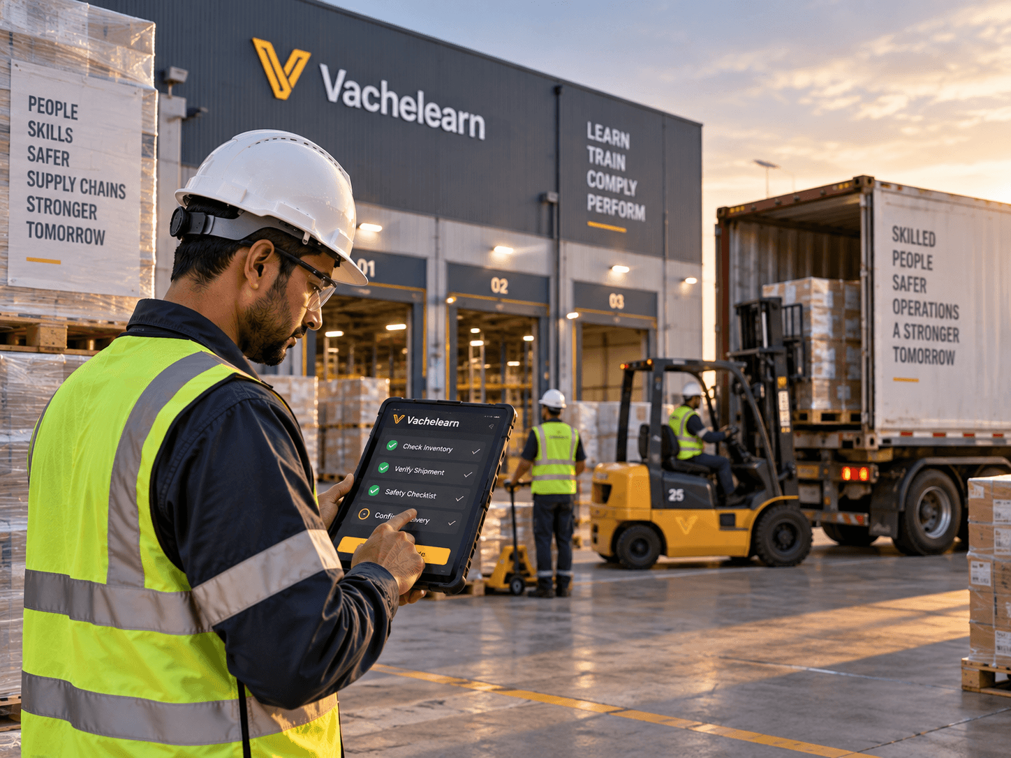 Warehouse worker scanning inventory with a handheld device